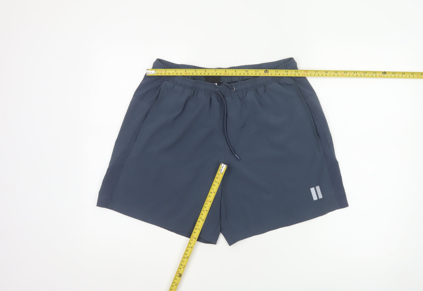 Dunnes Stores Men Grey L Athletic Running Shorts Drawstring Reflective
