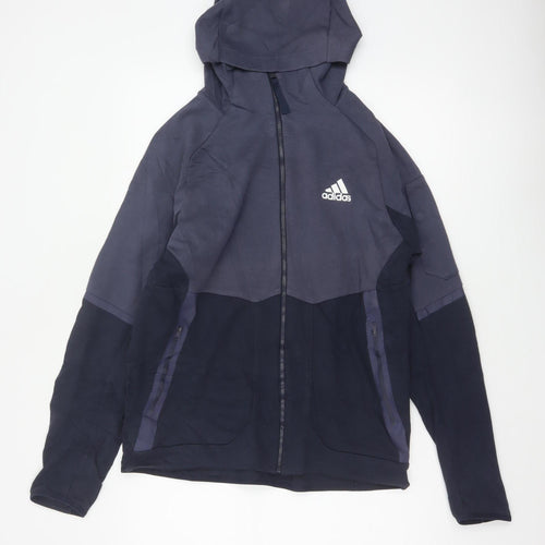Adidas Men’s Blue M Full Zip Hooded Logo Sports Hoodie
