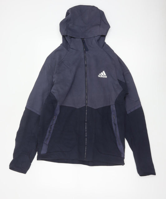 Adidas Men’s Blue M Full Zip Hooded Logo Sports Hoodie