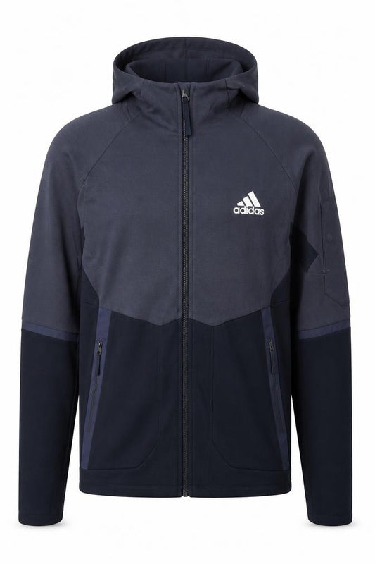 Adidas Men’s Blue M Full Zip Hooded Logo Sports Hoodie