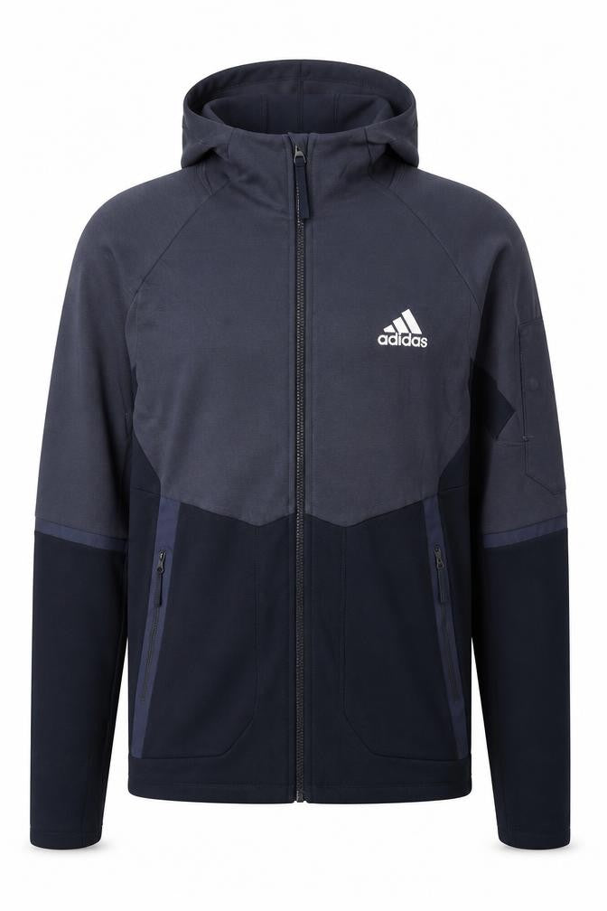 Adidas Men’s Blue M Full Zip Hooded Logo Sports Hoodie