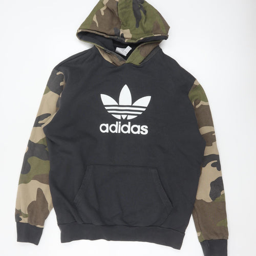 adidas Men’s Black Camo Logo Pullover Hoodie XL