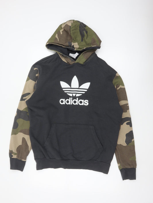 adidas Men’s Black Camo Logo Pullover Hoodie XL