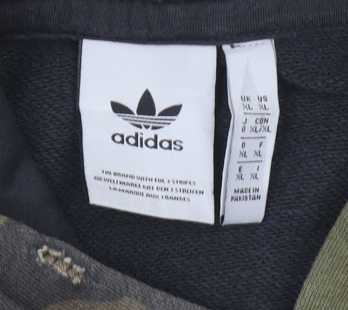 adidas Men’s Black Camo Logo Pullover Hoodie XL