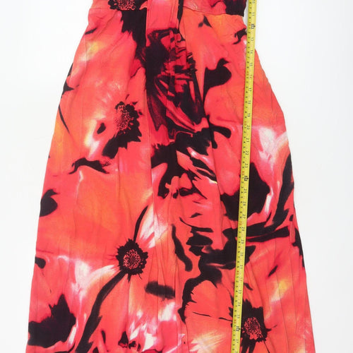 Marks & Spencer Women Orange Floral Fit & Flare Long Dress UK 12