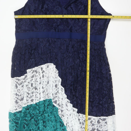 Little Mistress Women Multicoloured Lace A-Line Dress UK 26