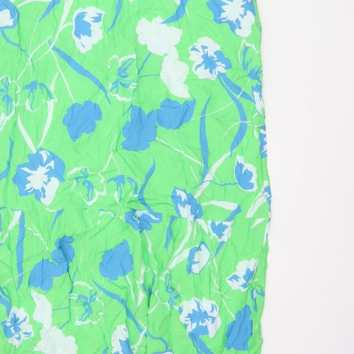 Ro&Zo Women Green Floral Chiffon Long Fit & Flare Dress UK 16