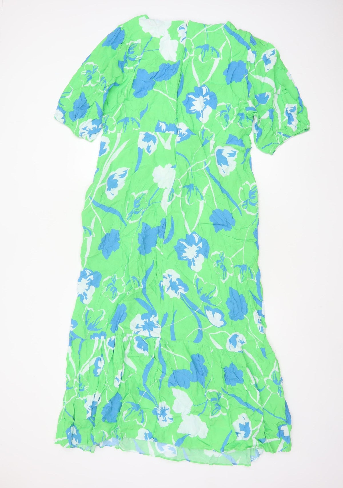 Ro&Zo Women Green Floral Chiffon Long Fit & Flare Dress UK 16