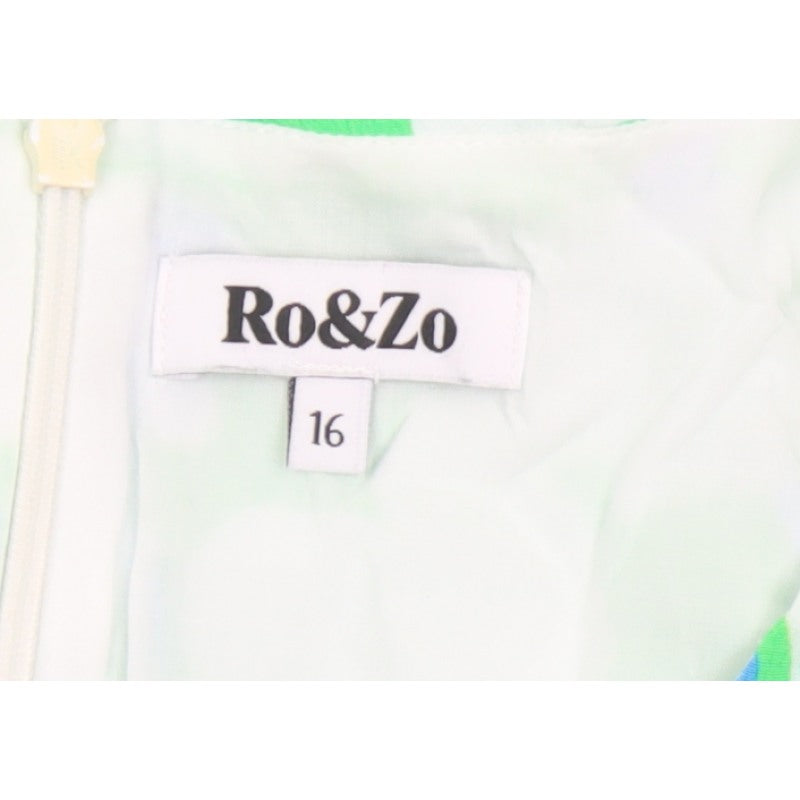 Ro&Zo Women Green Floral Chiffon Long Fit & Flare Dress UK 16