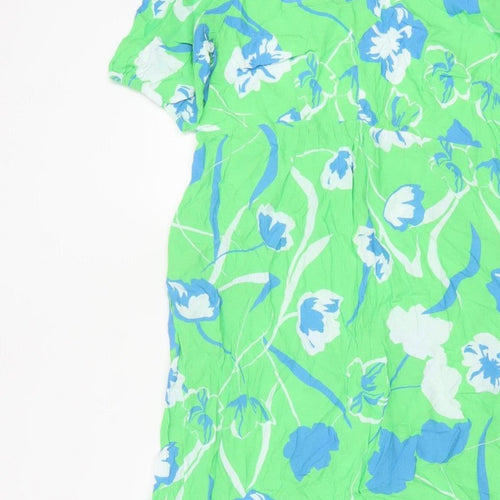 Ro&Zo Women Green Floral Chiffon Long Fit & Flare Dress UK 16