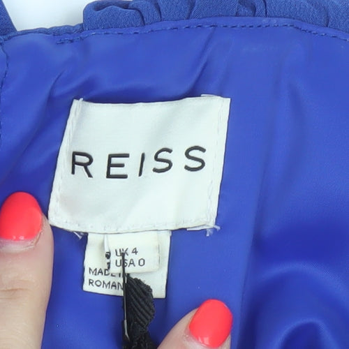 Reiss Women Blue UK 4 Maxi One Shoulder Ruched Formal Dress
