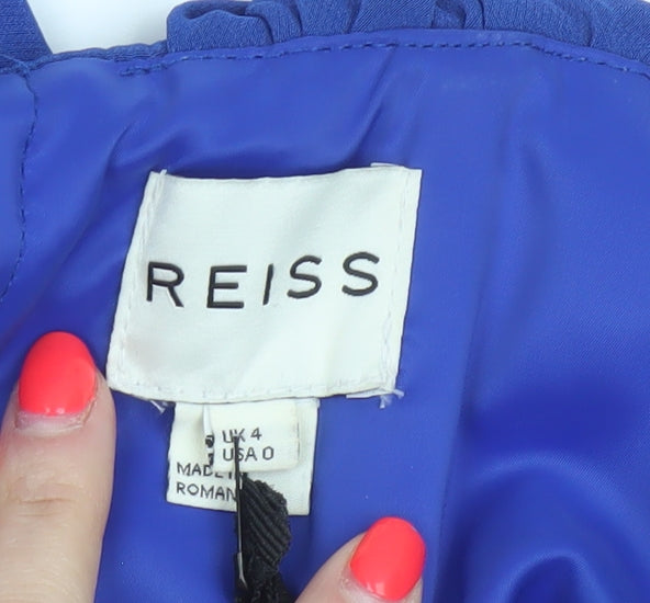Reiss Women Blue UK 4 Maxi One Shoulder Ruched Formal Dress