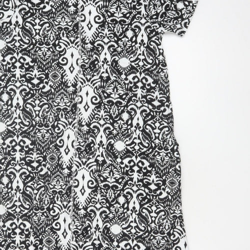 Marks & Spencer Women's Black White Size 10 A-Line Maxi Geometric Dress