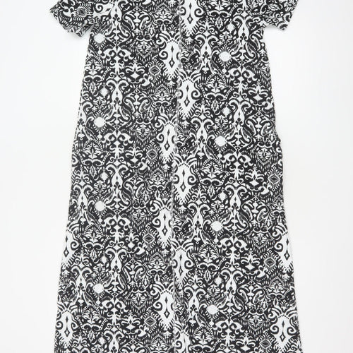 Marks & Spencer Women's Black White Size 10 A-Line Maxi Geometric Dress
