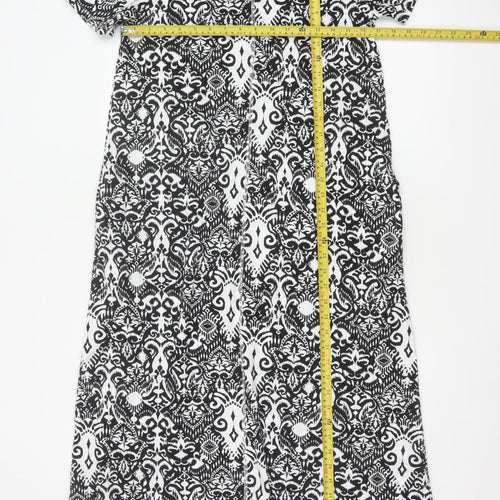 Marks & Spencer Women's Black White Size 10 A-Line Maxi Geometric Dress