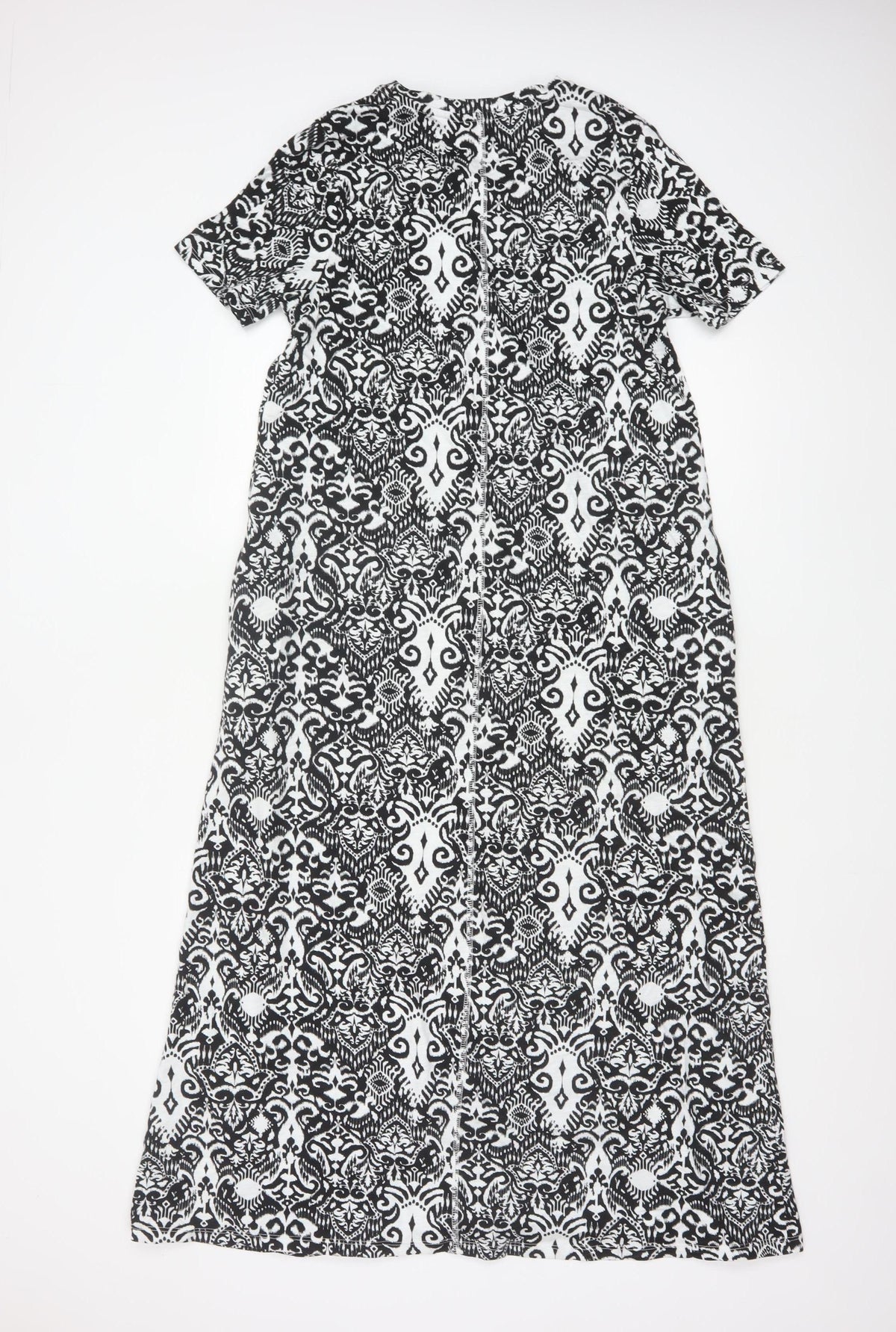Marks & Spencer Women's Black White Size 10 A-Line Maxi Geometric Dress