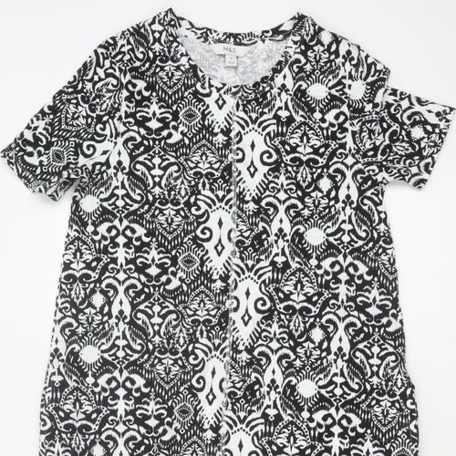 Marks & Spencer Women's Black White Size 10 A-Line Maxi Geometric Dress