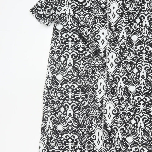Marks & Spencer Women's Black White Size 10 A-Line Maxi Geometric Dress