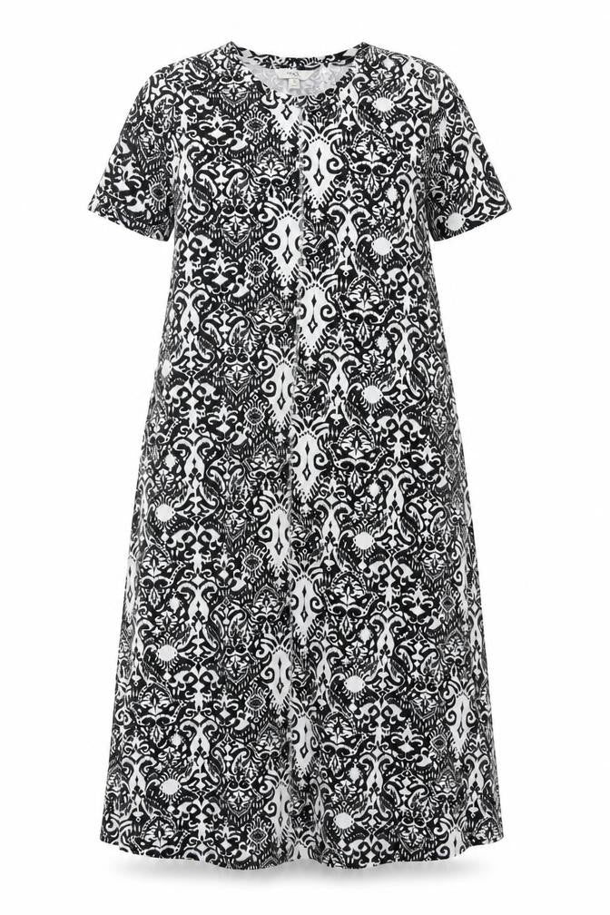 Marks & Spencer Women's Black White Size 10 A-Line Maxi Geometric Dress