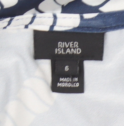River Island Women Blue Rope Print Wrap Dress UK 6 Knee Length