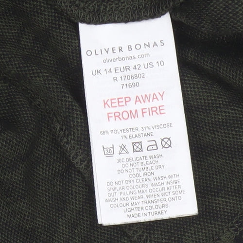 Oliver Bonas Women Green UK 14 Zebra Print Jumper Dress Long Sleeve
