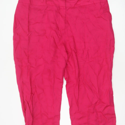 TU Women’s Pink UK 22 Linen Cropped Straight Leg Trousers Pockets