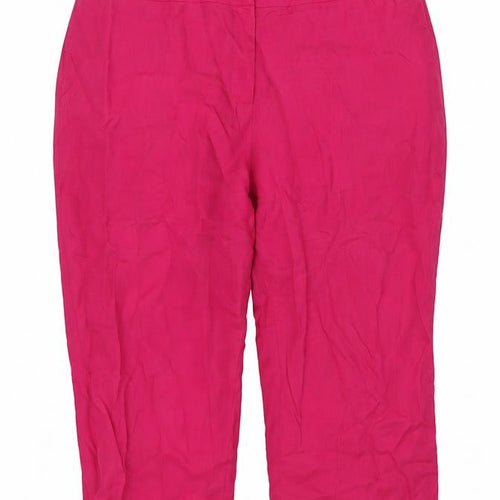 TU Women’s Pink UK 22 Linen Cropped Straight Leg Trousers Pockets