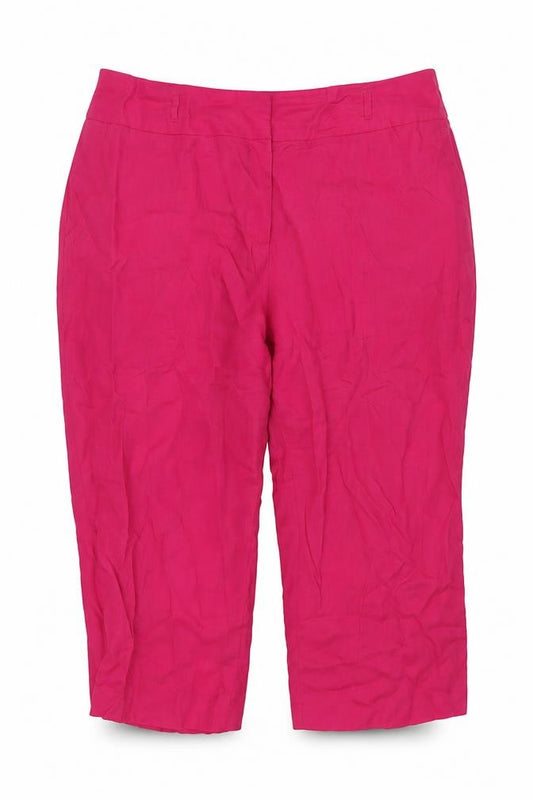 TU Women’s Pink UK 22 Linen Cropped Straight Leg Trousers Pockets