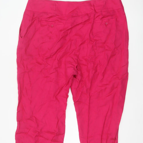 TU Women’s Pink UK 22 Linen Cropped Straight Leg Trousers Pockets