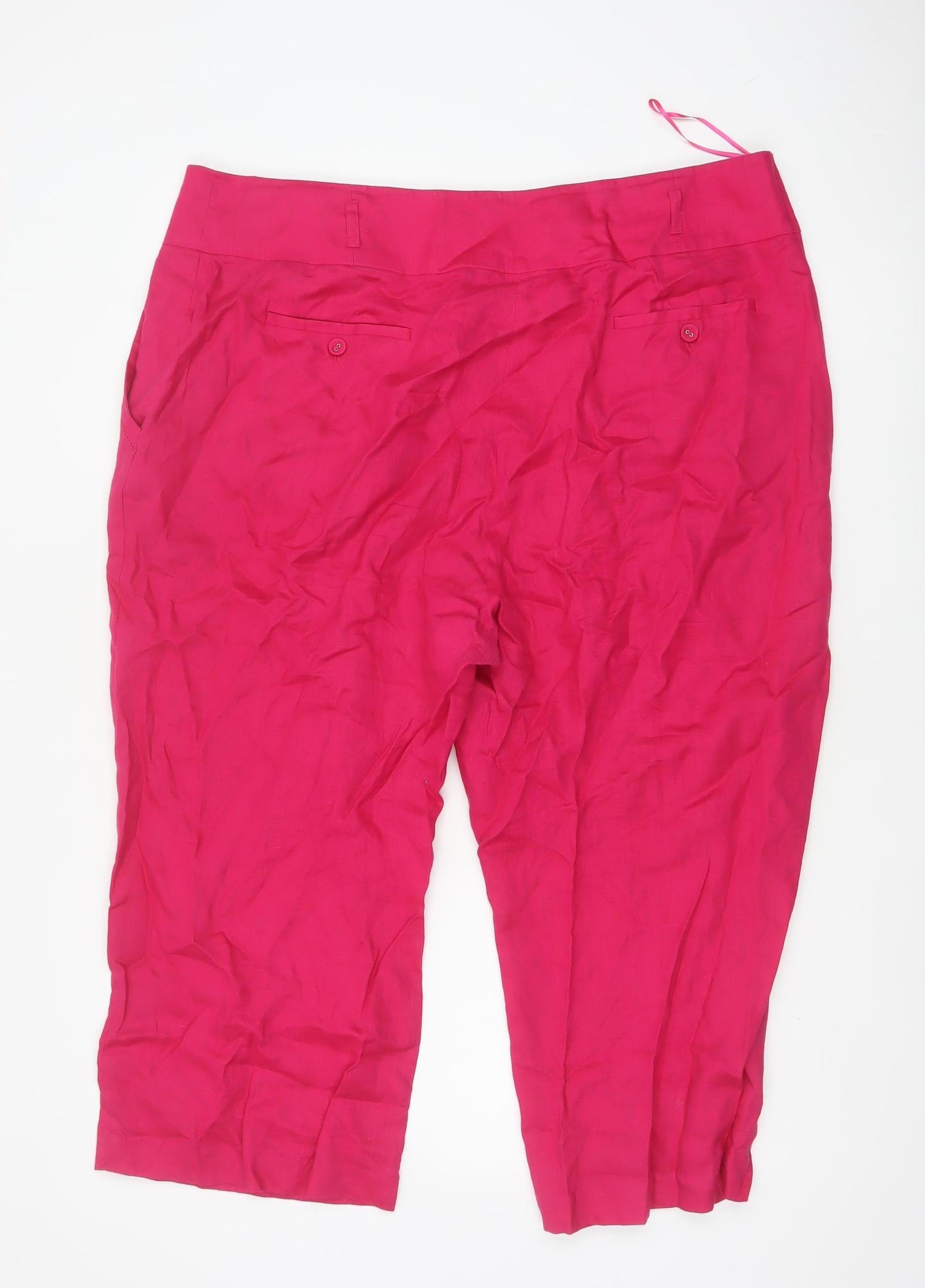 TU Women’s Pink UK 22 Linen Cropped Straight Leg Trousers Pockets