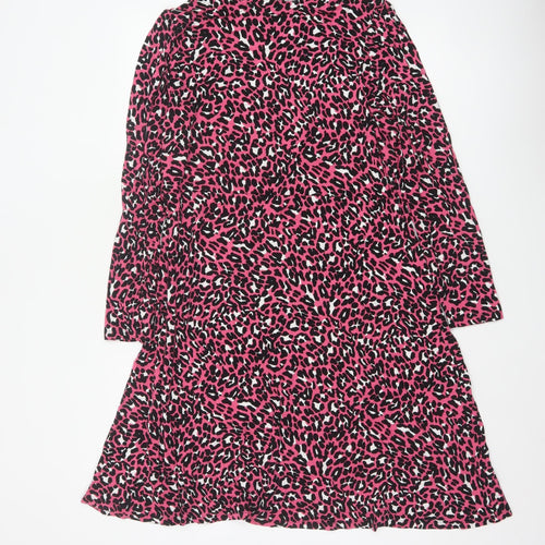 M&S Collection Women’s Pink Leopard Print Fit & Flare Dress UK 16
