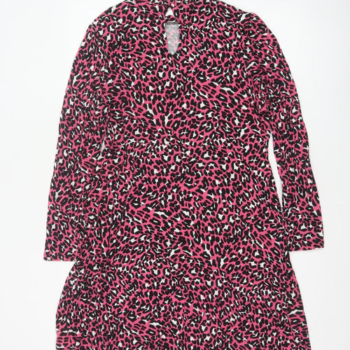 M&S Collection Women’s Pink Leopard Print Fit & Flare Dress UK 16