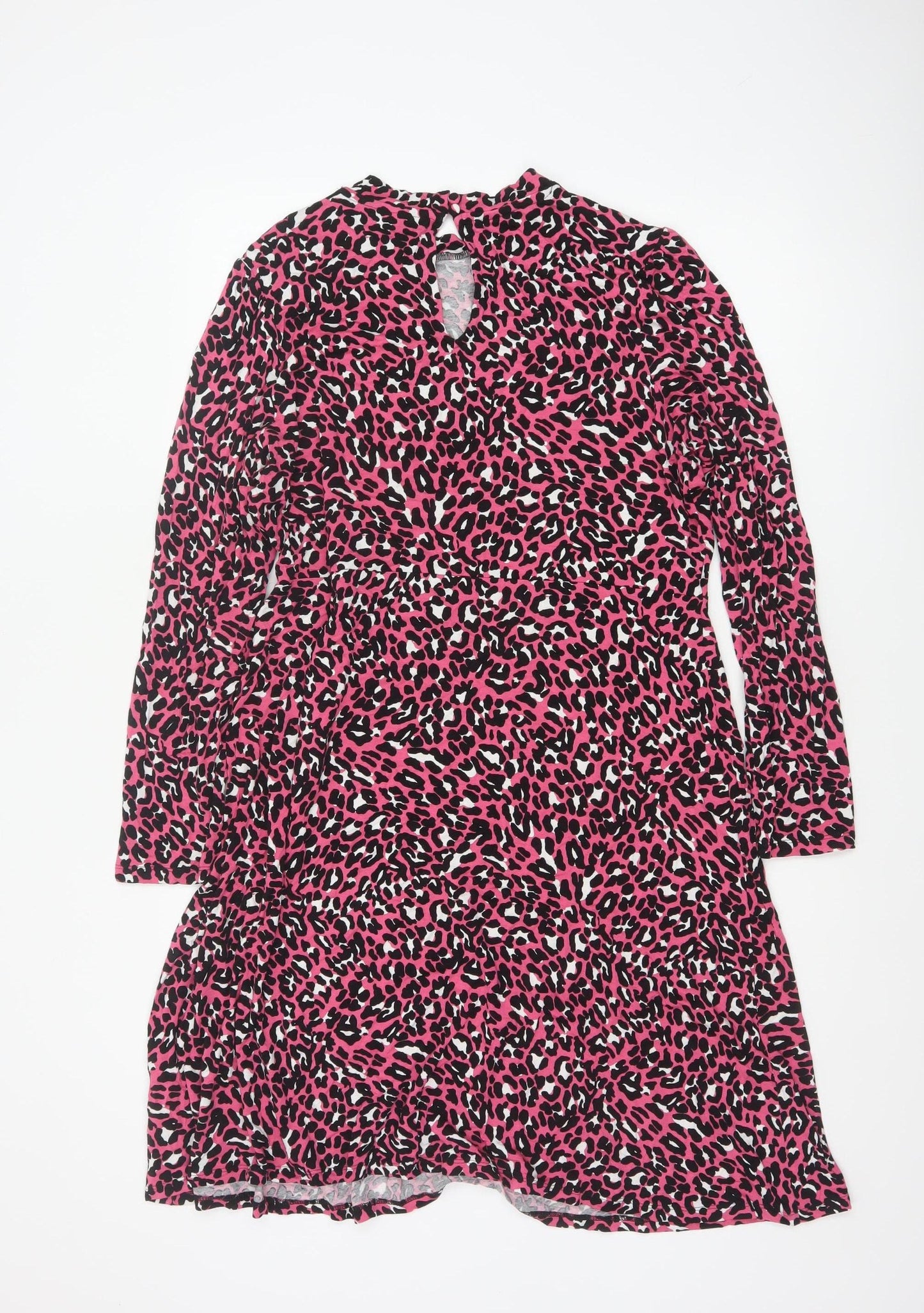 M&S Collection Women’s Pink Leopard Print Fit & Flare Dress UK 16
