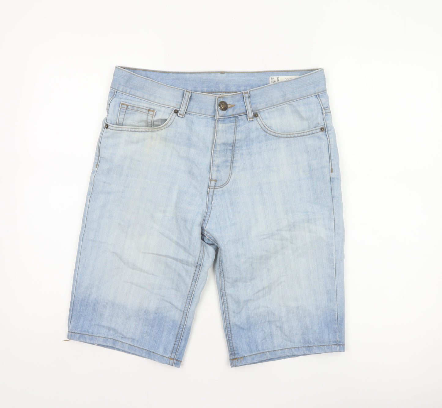 Denim Co. Men’s Blue W30 Regular Light Wash Bermuda Denim Shorts