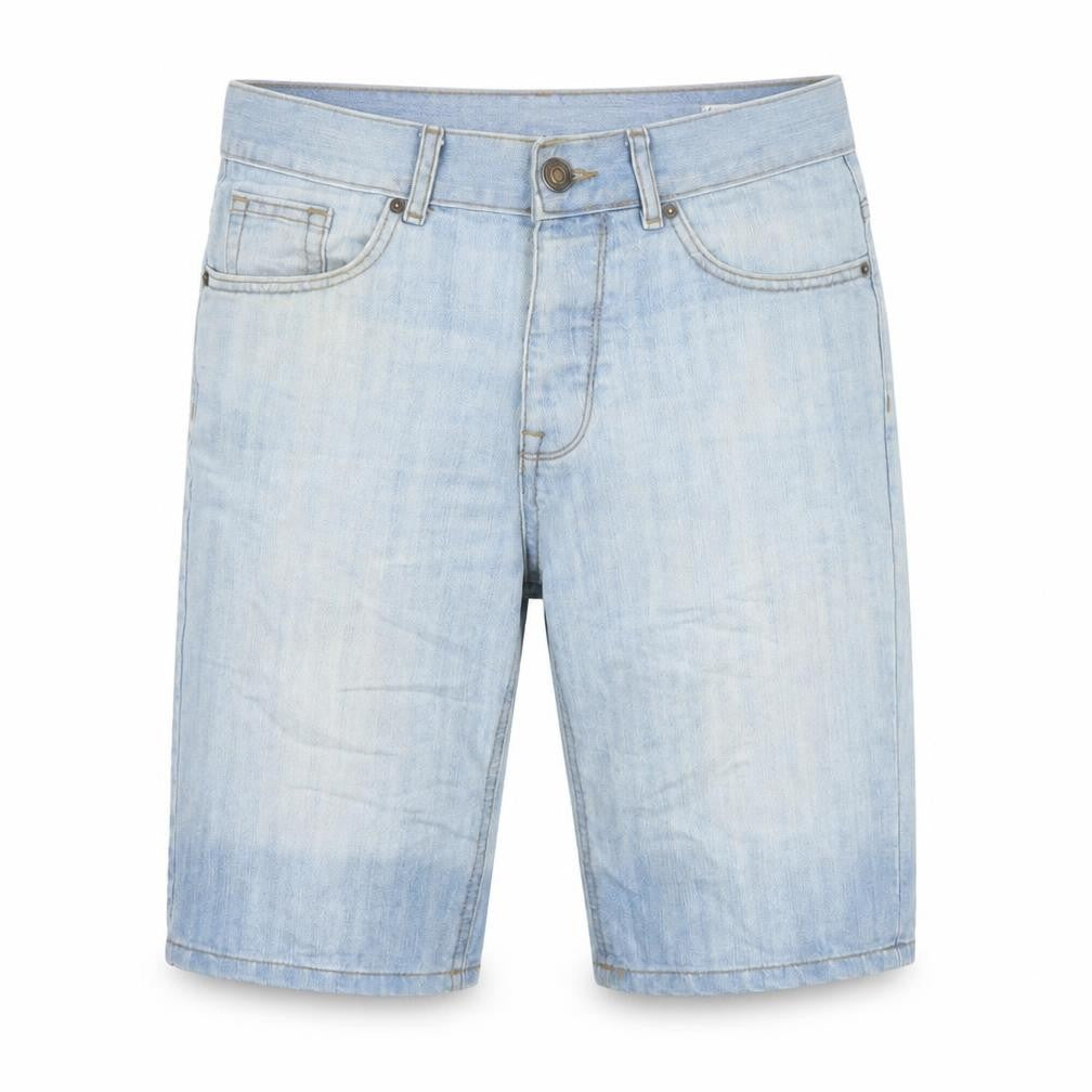 Front view of Denim Co. Men’s Blue W30 Regular Light Wash Bermuda Denim Shorts