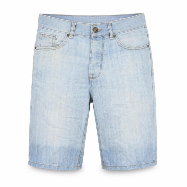 Front view of Denim Co. Men’s Blue W30 Regular Light Wash Bermuda Denim Shorts