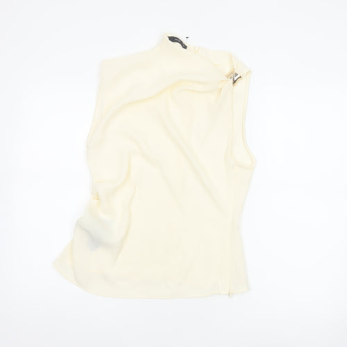 MNG Women Ivory UK 10 Basic One Shoulder Long Sleeve Buckle Blouse