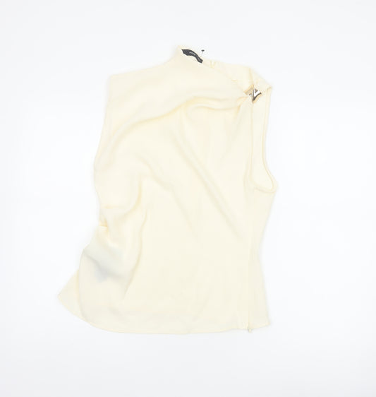 MNG Women Ivory UK 10 Basic One Shoulder Long Sleeve Buckle Blouse