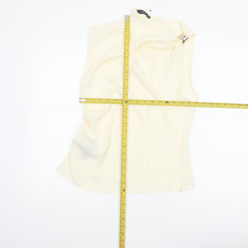 MNG Women Ivory UK 10 Basic One Shoulder Long Sleeve Buckle Blouse