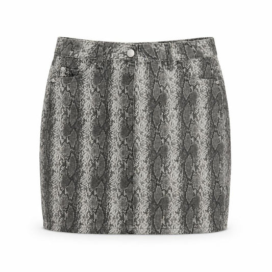 Next Women Grey Snake Print UK 10 Straight Pencil Mini Skirt Pockets