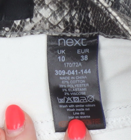 Next Women Grey Snake Print UK 10 Straight Pencil Mini Skirt Pockets