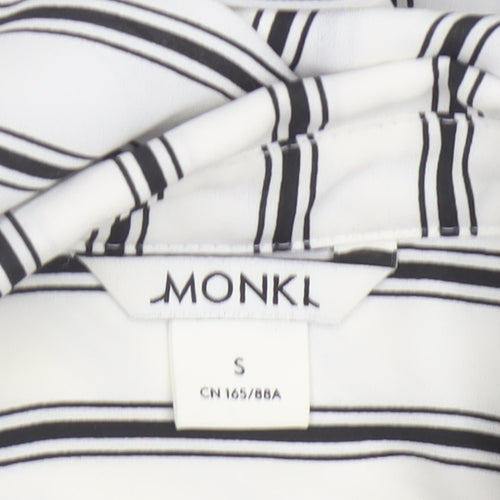 Monki Women White Black Stripe Button-Up Blouse UK 10 Long Sleeve