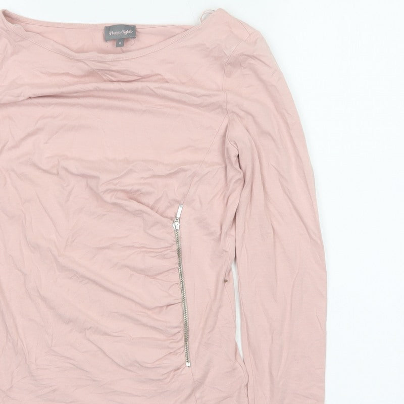 Phase Eight Women’s Pink UK 8 Basic Long Sleeve Zip Jersey Top