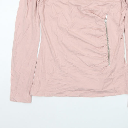 Phase Eight Women’s Pink UK 8 Basic Long Sleeve Zip Jersey Top