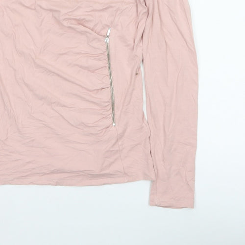 Phase Eight Women’s Pink UK 8 Basic Long Sleeve Zip Jersey Top