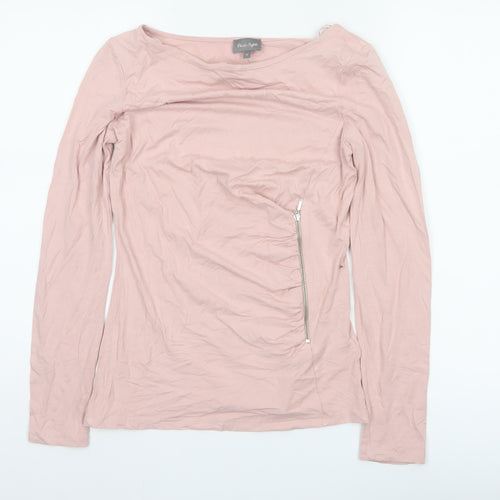 Phase Eight Women’s Pink UK 8 Basic Long Sleeve Zip Jersey Top
