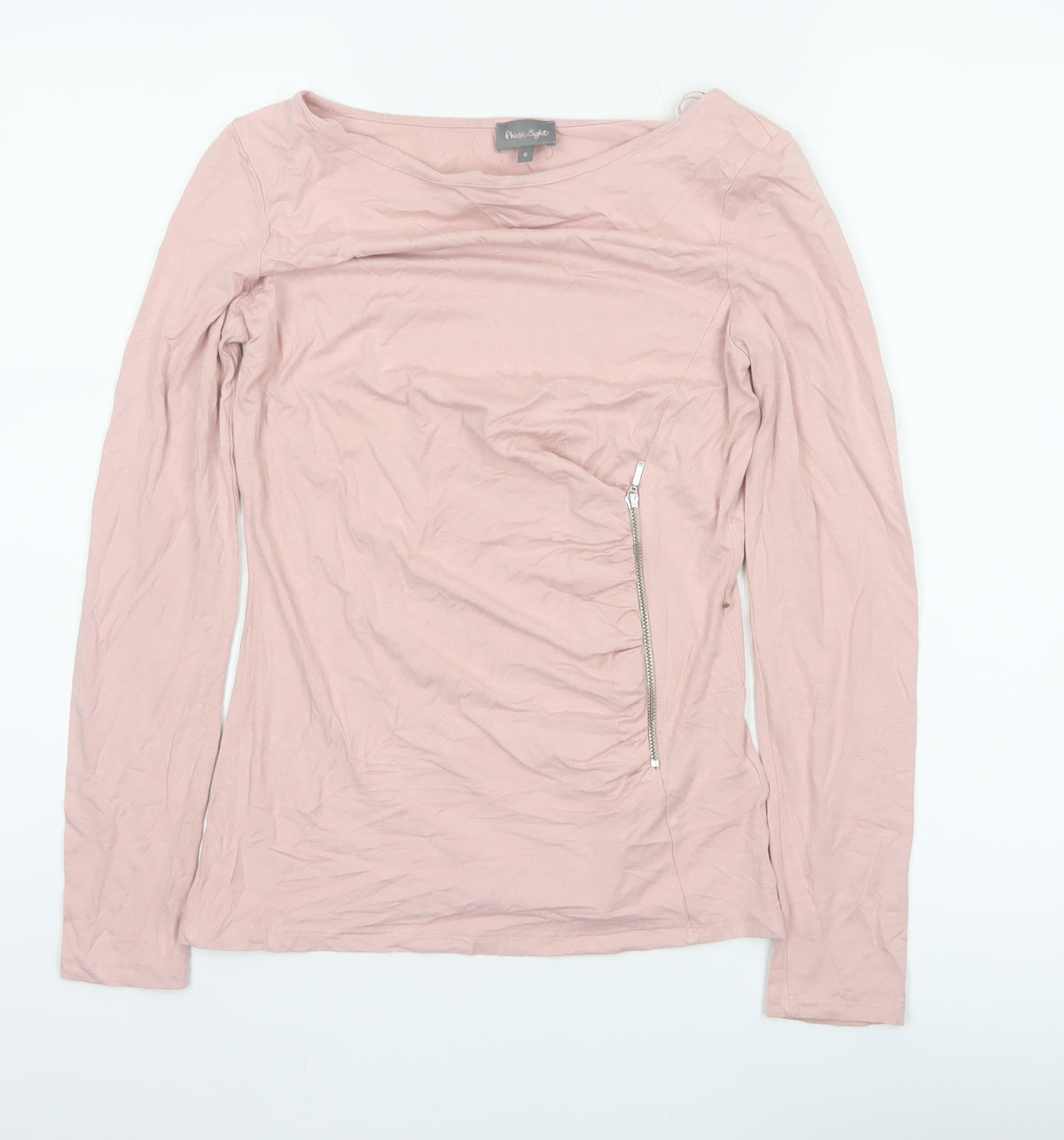Phase Eight Women’s Pink UK 8 Basic Long Sleeve Zip Jersey Top