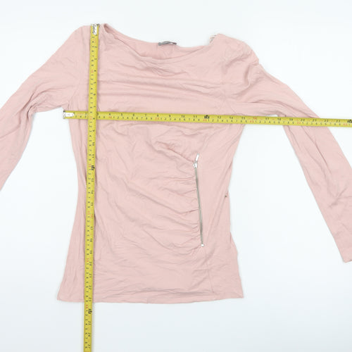 Phase Eight Women’s Pink UK 8 Basic Long Sleeve Zip Jersey Top