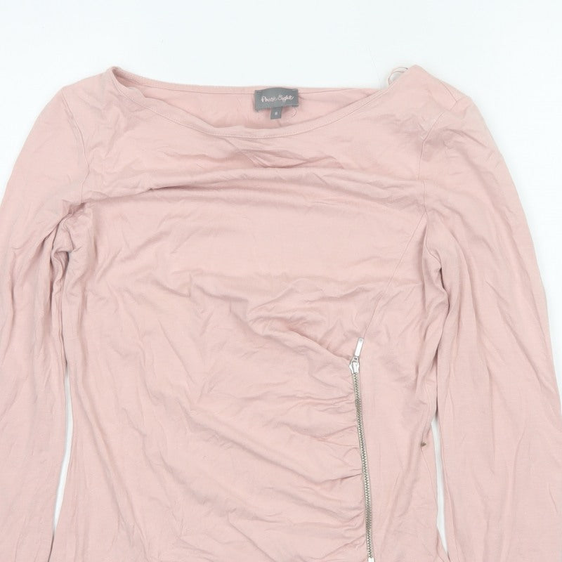 Phase Eight Women’s Pink UK 8 Basic Long Sleeve Zip Jersey Top