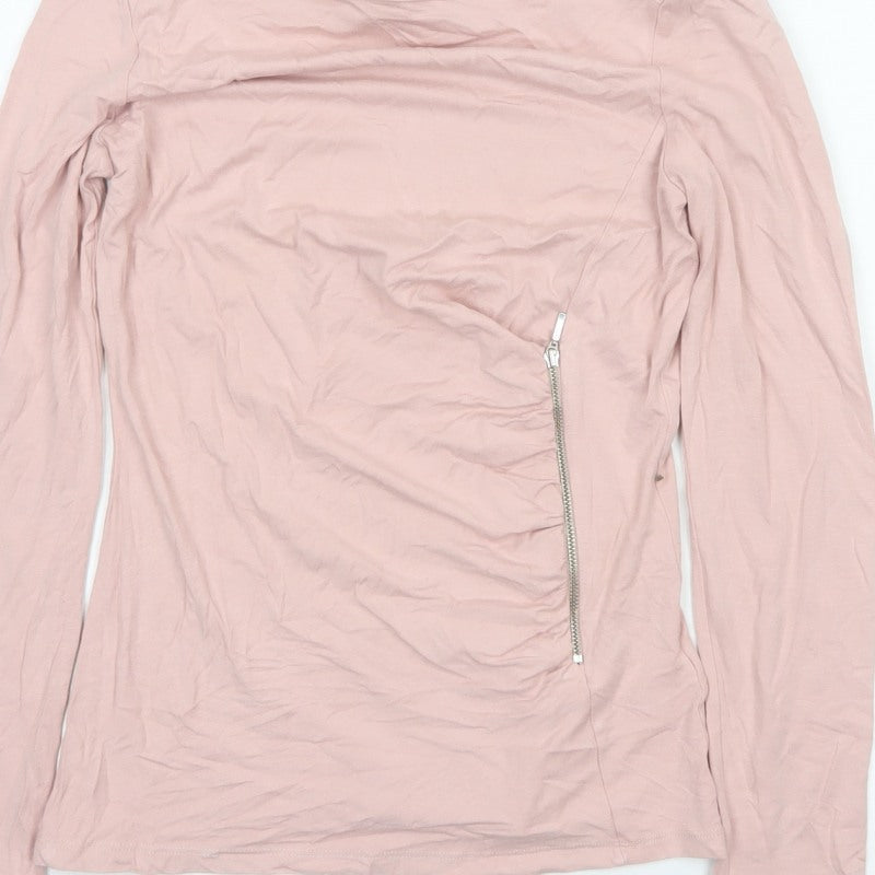 Phase Eight Women’s Pink UK 8 Basic Long Sleeve Zip Jersey Top